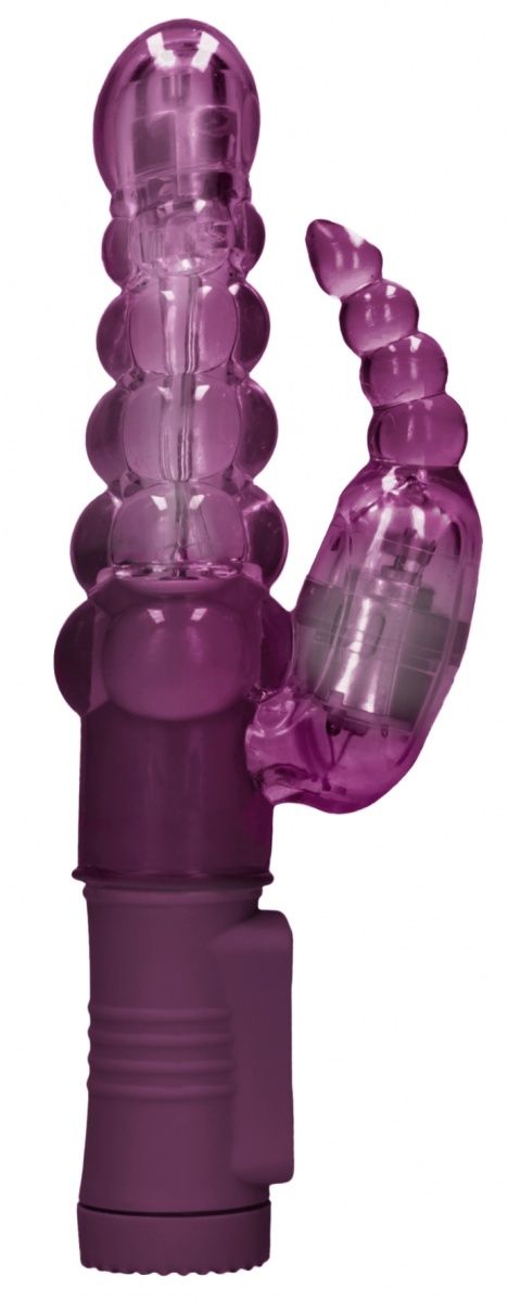 Фиолетовый вибратор-кролик Rotating Bubbles - 23,2 см.
