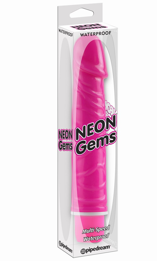 Розовый реалистичный вибратор Neon Gems - 17 см. 