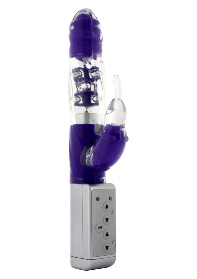 Фиолетовый Hi-tech вибратор Funky Rabbit Dark Purple - 22 см.