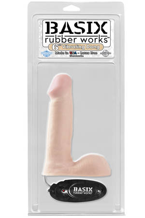 Телесный вибратор Basix Rubber Works   6  Vibrating Dong - 15,9 см.