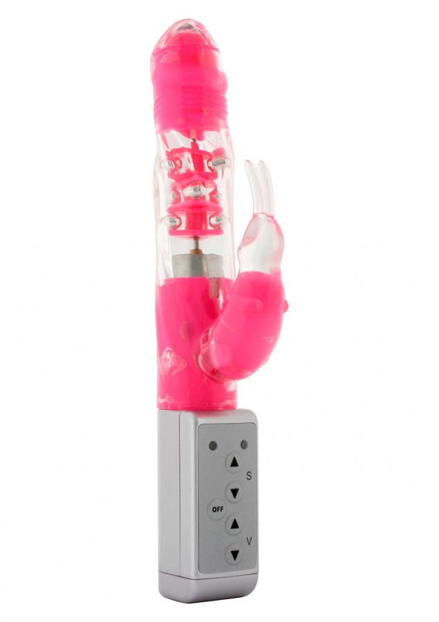 Розовый Hi-tech вибратор Funky Rabbit Pink - 22 см.