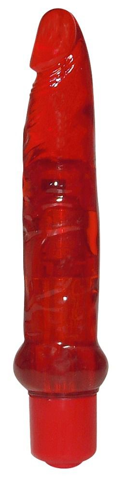 Красный тонкий вибратор - 17,5 см.