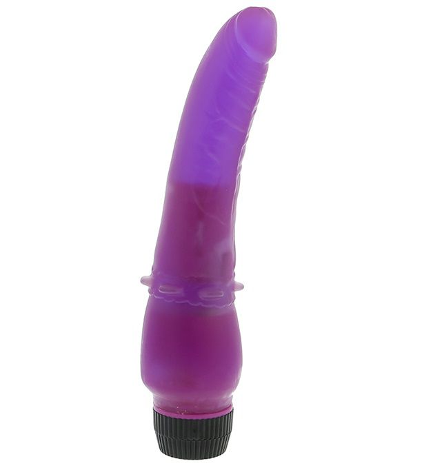 Фиолетовый вибратор с  юбочкой  шипов Ddc Purple Multispeed Vibrator - 17,8 см.