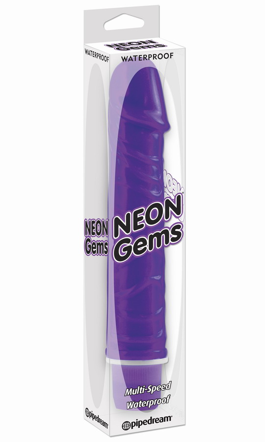 Фиолетовый вибратор Neon Gems - 17 см.