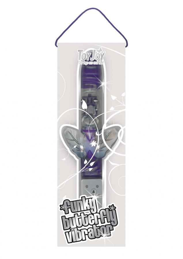 Фиолетовый мультискоростной вибромассажёр Hi-tech Funky Butterfly Dark Purple - 22 см.